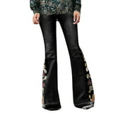 YDOJG Jeans For Women Women Bottom Floral Embroidered Bootcut Denim ...