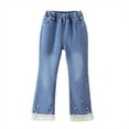 thumbnail image 1 of Jeans Girls Girls Flare Leggings Embroidered High Waist Wide Leg Jeans with Pockets for Toddler Girls 5-6 Years, 1 of 5