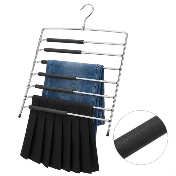 Jeans Hangers Space Saving 8 Tier Pack of 1 - Metal Closet Organizer, Multi Pants Hanger with Clips, Pants Organizer for Closet, Pant Hangers Space Saving, Jeans Organizer for Closet