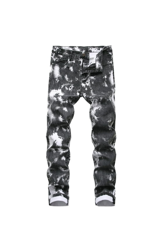 Jeans Men Ripped Stretchy Fashion Straight Slim Fit Denim Jeans Trendy Street Style Distressed Men Pants