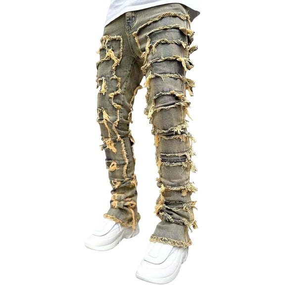 ZANKLEY Men's Skinny Ripped Slim Fit Denim Jeans Distressed Street Style Pants for Casual Daily Wear