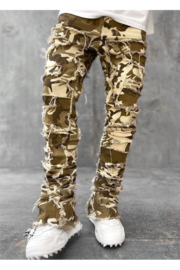 Men's Skinny Ripped Slim Fit Denim Jeans Distressed Street Style Pants for Casual Daily Wear