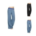thumbnail image 1 of Jeans Pants Wide Palazzo Women Leg Trousers Denim Elasticity Casual Waist High Pants Capri Pants For Women, 1 of 8