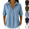 thumbnail image 1 of Jeans Shirt for Women Loose Fit Vintage Washed Denim T Shirt Summer Lightweight Going Out Jean Top Casual Polo Shirts Light Blue 3XL, 1 of 6