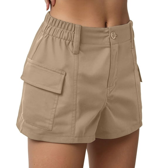 Jeans Shorts Women Ladies Solid Coloured Workwear Denim Shorts Fashion Daily Wear Plus Size Shorts Curvy Women Khaki S