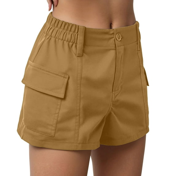 Jeans Shorts Women Ladies Solid Coloured Workwear Denim Shorts Fashion Daily Wear Shorts Women Plus Size Brown M