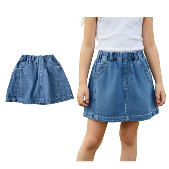 Jeans Skirt for Girls Elastic Waist Denim Mini Skirt Cute Denim Skirt Girls Summer Outfits Jean Skirt Girls 6-7 Years