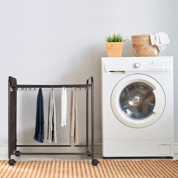 Jeans/Trousers/Skirt Rolling Trolley, Oxford Cloth Side Pockets-wardrobe Organizer-12 Hangers
