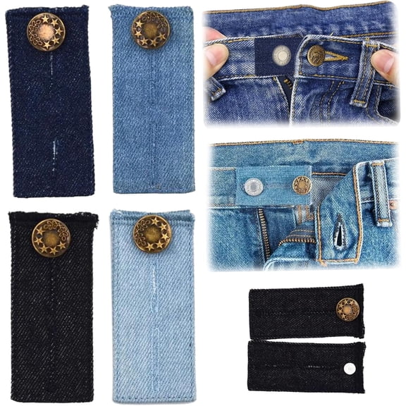 Jeans Waist Extender Button Extenders for Pants, 4 Pcs 4 Color Adjustable Waist Fit