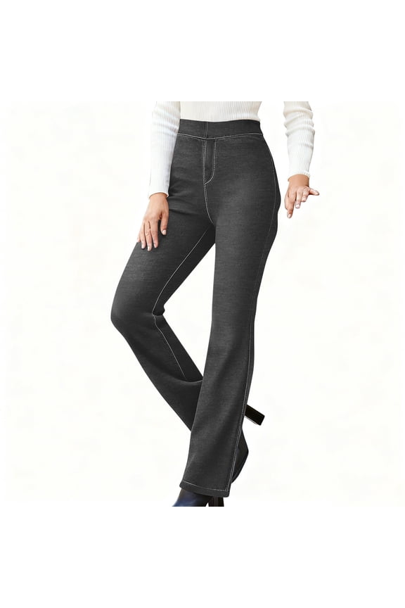 Jeans for Women High Waist Women's Slim Boot Cut Stretch Jeans High Waisted Stretchy Dressy Casual Denim Leggings Elastic Waist Pull on Yoga Athletic Jean Pants Dark Gray L
