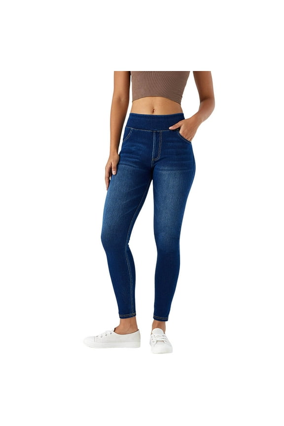 Jeans Women Petite Pull On Skinny Stretchy High Waisted Leggings Demin with Pockets Pants for Women