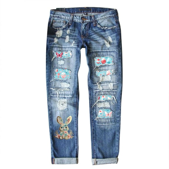 Jeans for Women Plus Size Clearance Letter Denim for Women Pullover Capri Jeans Plus Women Size Y2k Jean Skirt Capris for Women Plus Size Clearance Navy, L