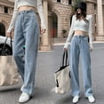 thumbnail image 1 of Jeans Women Wide Leg Jeans Casual Pants Hight Waist Distressed Straight Vintage Trouser Loose Boyfriends Jeans Denim Pants Blue,10, 1 of 6