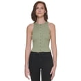 thumbnail image 1 of Jeans Womens Ribbed Button-Down Sleeveless Top, Green, Size X-Small, 1 of 1