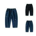 thumbnail image 1 of Jeans for Boys Baggy Jeans Boys Boys Pants Minimalist Striped Elastic Waist Casual Daily Wear Comfortable Kids Trousers for Active Play, 1 of 3