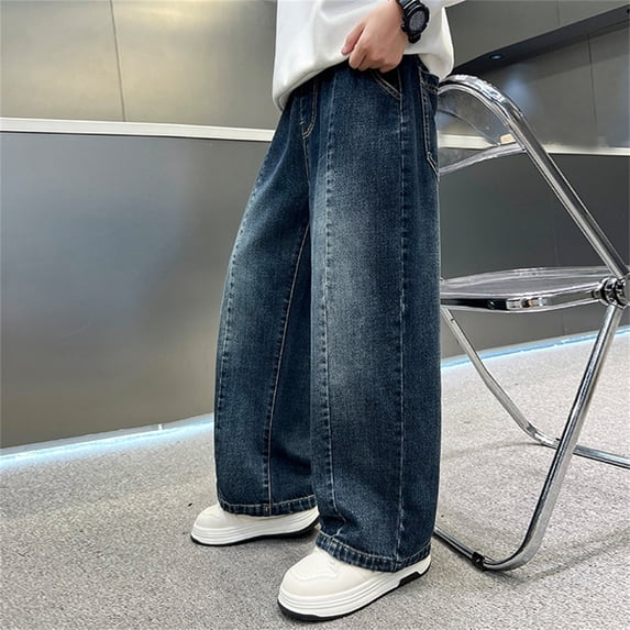 Jeans for Boys Blue Jeans Kids Baggy Jeans Straight Leg Jeans Boys Wide Leg Pants Kids Jeans Boys Size 5-6 Years