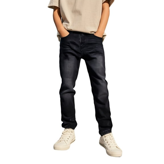 Jeans for Boys Boy's Skinny Fit Black Pants for Kids Back to School Clothes Kids Fashion Comfy Jeans Pants 5-6 Years