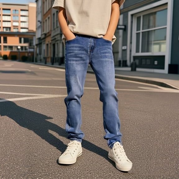 Jeans for Boys Boy's Skinny Fit Stretch Blue Jeans for Boys Christmas Kids Boys Size 7-8 Years Clothes