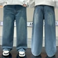 thumbnail image 1 of Jeans for Boys Kids Blue Jeans Baggy Jeans Straight Wide Leg Jeans Pants for 7-8 Years Boys, 1 of 3