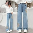 thumbnail image 1 of Jeans for Girls Girls Flare Leggings Embroidered High Waist Denim Pants with Pockets for Teen Girls 7-8 Years, 1 of 3