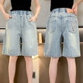 thumbnail image 1 of Jeans for Girls Summer Thin Tencel Denim Shorts for Big Kids Girls Girls Tencel Denim Shorts Size 12-14Y, 1 of 8