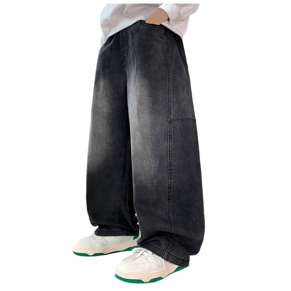 Jeans for Kids Boys 4-6 Boys Jeans Kids Winter Warm Straight Leg Jeans Elastic Waist Denim Pants 4-12 Years