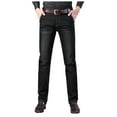 thumbnail image 1 of Jeans for Men Boots Cut Slim Fit Casual Straight Leg Stretchy Long Denim Trousers Business Work Dressy Fall Winter Trendy Mens Pants Black S, 1 of 9
