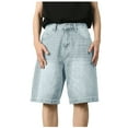 thumbnail image 1 of Jeans for Men Casual Loose Retro Straight Leg Comfortable Stretch Trend Denim Shorts Outdoor Streetwear Mens Jorts Light Blue M, 1 of 7
