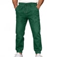 thumbnail image 1 of Jeans for Men Drawstring Elastic Waisted Straight Leg Faux Denim Joggers Pants Casual Lounge Pants with Pockets, 1 of 6