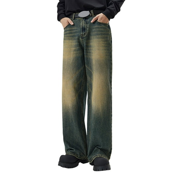 Jeans for Men Loose Fit Straight Leg Jeans Casual Streetwear Denim Pants with Pockets Men Jeans Pants