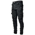 thumbnail image 1 of Jeans for Men Male Straight Hole Buckle Zipper Middle Waist Denim Long Pant Pants for Men Black S, 1 of 7
