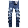thumbnail image 1 of Jeans for Men Men's Casual Ripped Straight Loose Fit Comfort Jeans Pants Mens Fashion Skinny Jeans Bootcut Ripped Denim Pants, L&Blue, 1 of 7