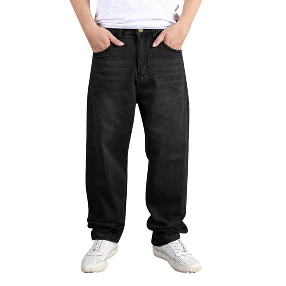 Jeans for Men Plus Size Baggy Loose Fit Trousers High Waist Straight Cargo Pants Stretch Casual Loose Fit Outdoor Denim Pants