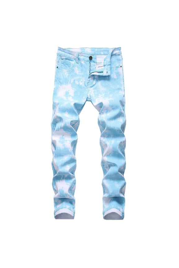 Jeans for Men Ripped Stretchy Fashion Straight Slim Fit Denim Jeans Trendy Street Style Distressed Men's Pants