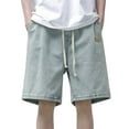 thumbnail image 1 of Jeans for Men Summer Casual Retro Elastic Waist Drawstring Straight Wide Leg Denim Shorts Trend Loose Streetwear Mens Jorts Light Blue L, 1 of 5