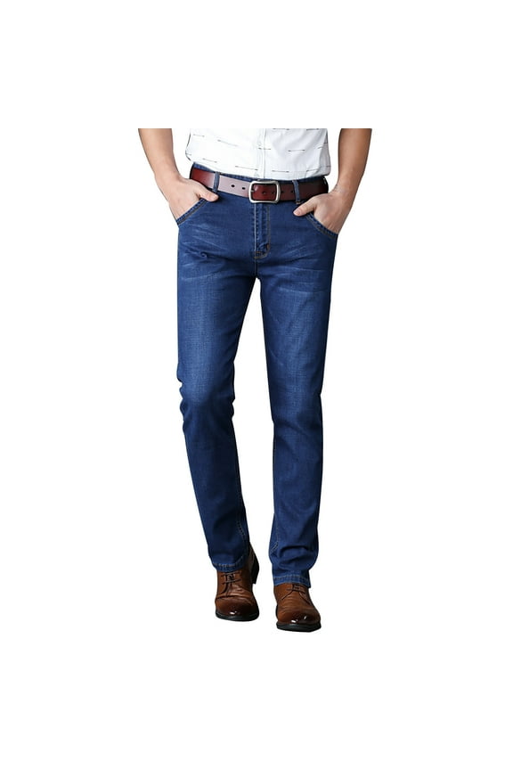 Jeans for Men Winter Fashionable Slim Fit Bootcut Jeans with Pockets Stretchy Skinny Comfortable Pants for Men