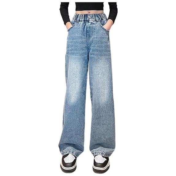 Jeans for Teens Boys Slim Girl's Baggy Jeans Denim Ripped High Waisted Butterfly Graphic Print Straight Wide Leg Cargo Joggers Pants