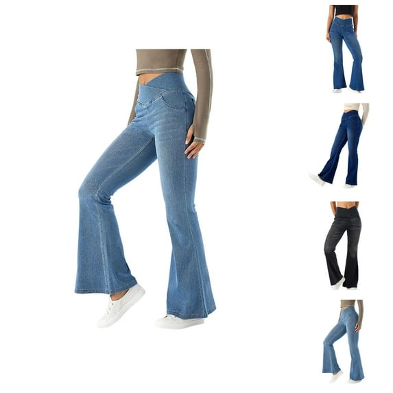 Jeans for Women 2025 Y2K Casual High Waisted Slim Fit Straight Wide Leg Flare Jean Pants Womens Jeans Trousers