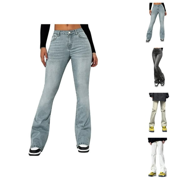 Jeans for Women 2025 Y2K Casual High Waisted Slim Fit Wide Leg Flare Jean Pants Womens Jeans Trousers