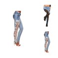 thumbnail image 1 of Jeans for Women 2025 Y2K Casual Hollow Out Lace Patchwork Slim Fit Skinny Jean Pants Womens Jeans Trousers, 1 of 7