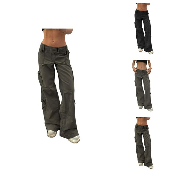 Jeans for Women 2025 Y2K Casual Low Rise Loose Fit Baggy Cargo Denim Jean Pants with Pockets Womens Jeans Trousers