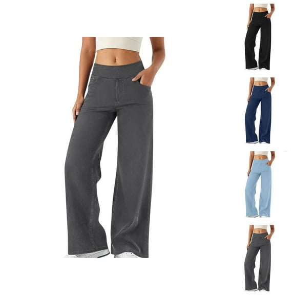 Jeans for Women 2025 Y2K Casual Stretch High Waisted Skinny Wide Leg Flare Bootcut Jean Pants Womens Jeans Trousers