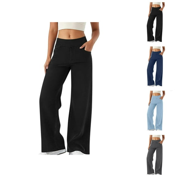 Jeans for Women 2025 Y2K Casual Stretch High Waisted Skinny Wide Leg Flare Bootcut Jean Pants Womens Jeans Trousers