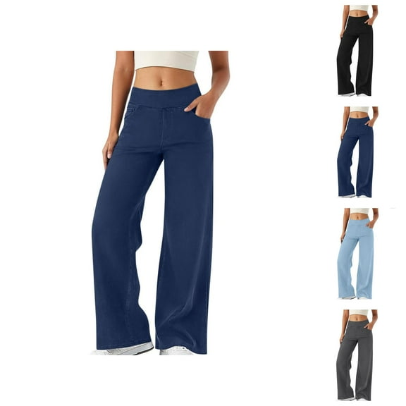 Jeans for Women 2025 Y2K Casual Stretch High Waisted Skinny Wide Leg Flare Bootcut Jean Pants Womens Jeans Trousers