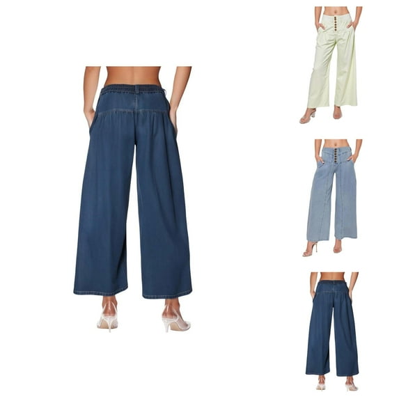 Jeans for Women 2025 Y2K Mid Rise Loose Fit Wide Leg Baggy Palazzo Denim Jean Pants Womens Jeans Trousers