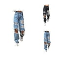 thumbnail image 1 of Jeans for Women 2025 Y2K Ripped Distressed High Waisted Stretch Baggy Jean Pants Womens Jeans Trousers, 1 of 6