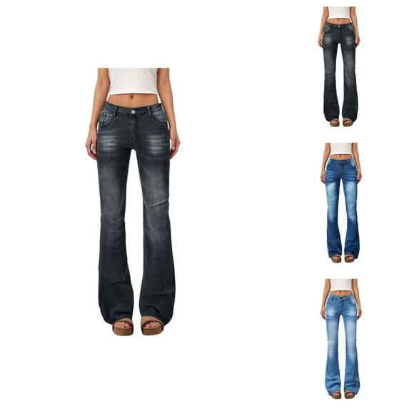 Jeans for Women 2025 Y2K Washed Slim Fit Stretchy Skinny Flare Bootcut Denim Jean Pants Womens Jeans Trousers