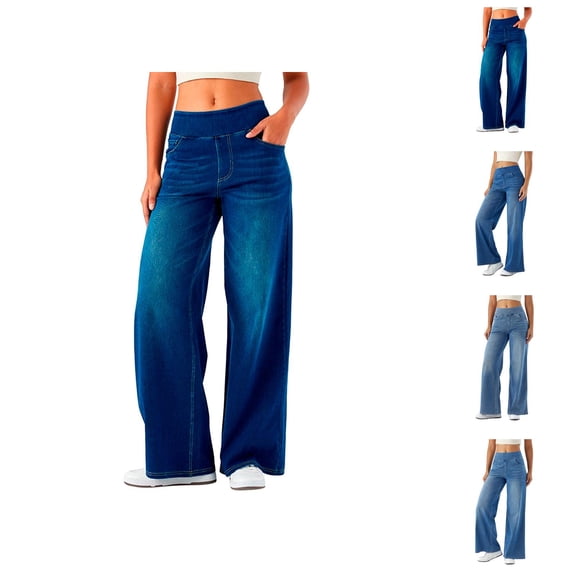 Jeans for Women 2026 Fashion Loose Fit High Waisted Wide Leg Stretchy Straight Leg Denim Pants with Pockets