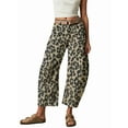 thumbnail image 1 of Jeans for Women Casual Mid Rise Leopard Printed Wide Leg Baggy Cropped Denim Trouser Ankle Pants Black S, 1 of 5