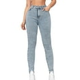 thumbnail image 1 of Jeans for Women Clearance Gradient Denim for Women Straight Cut Capri Jeans for Women Pull on Boho Jean Shorts Capris for Women Plus Size Blue, M, 1 of 9
